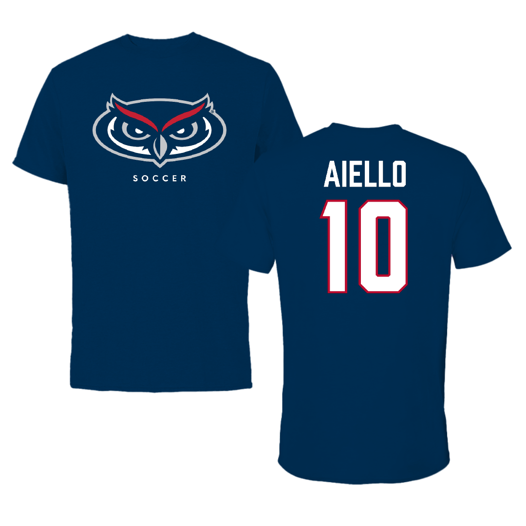 Florida Atlantic University Soccer (M) Navy Mascot Performance Tee - #10 Francesco Aiello