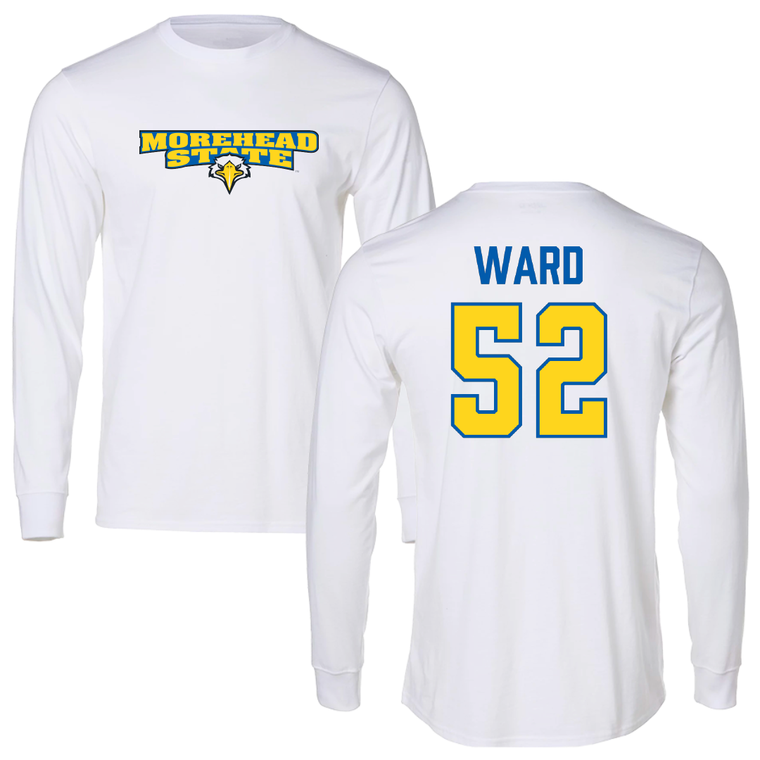 Morehead State University Football White Performance Long Sleeve - #52 Frank Ward