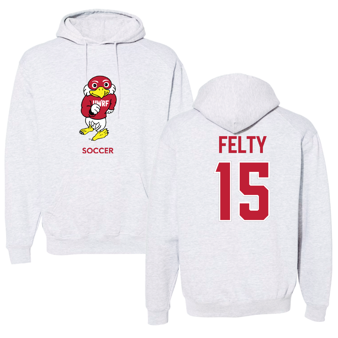 University of Wisconsin-River Falls Soccer (W) Light Gray Hoodie - #15 Elizabeth Felty