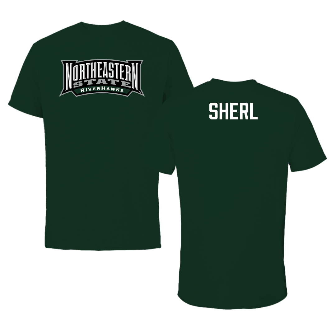 Northeastern State University Baseball Forest Green Block Performance Tee - Gannon Sherl