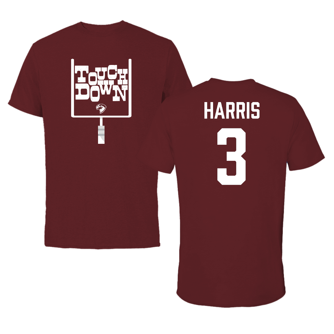 Fairmont State University Football Maroon Touchdown Tee - #3 Kobe Harris
