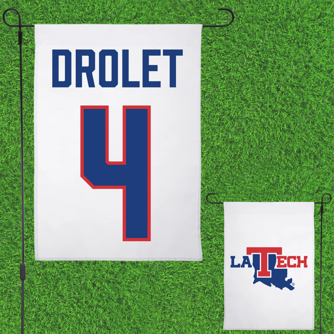 Louisiana Tech University Soccer White Garden Flag - #4 Alexe Drolet