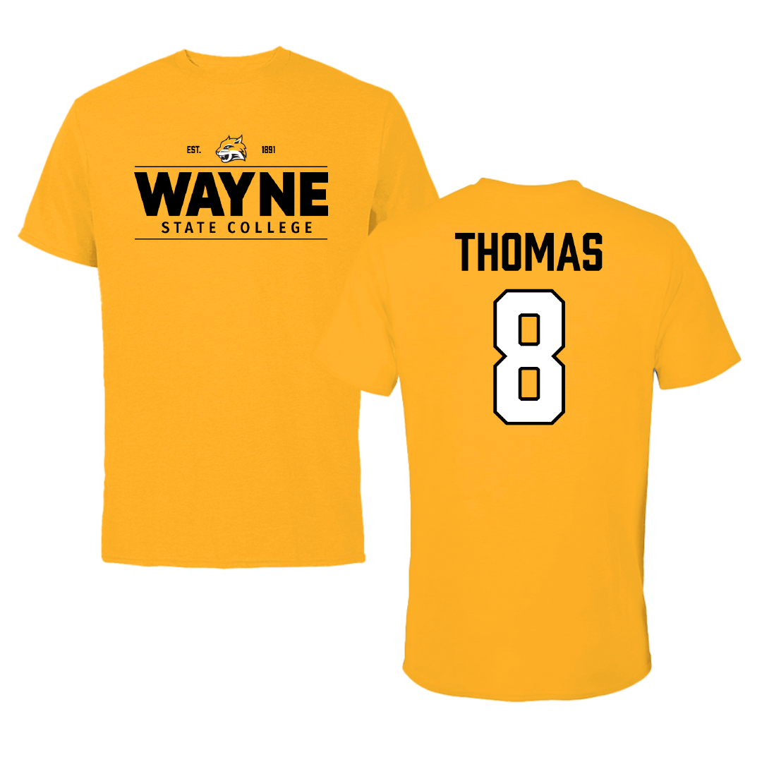 Wayne State College (Nebraska) Rugby (W) Gold General Tee - #8 Sydney Thomas
