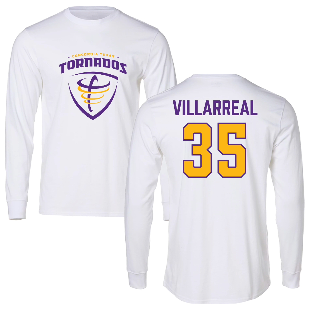 Concordia University (Texas) Baseball White Long Sleeve - #35 Robert Villarreal