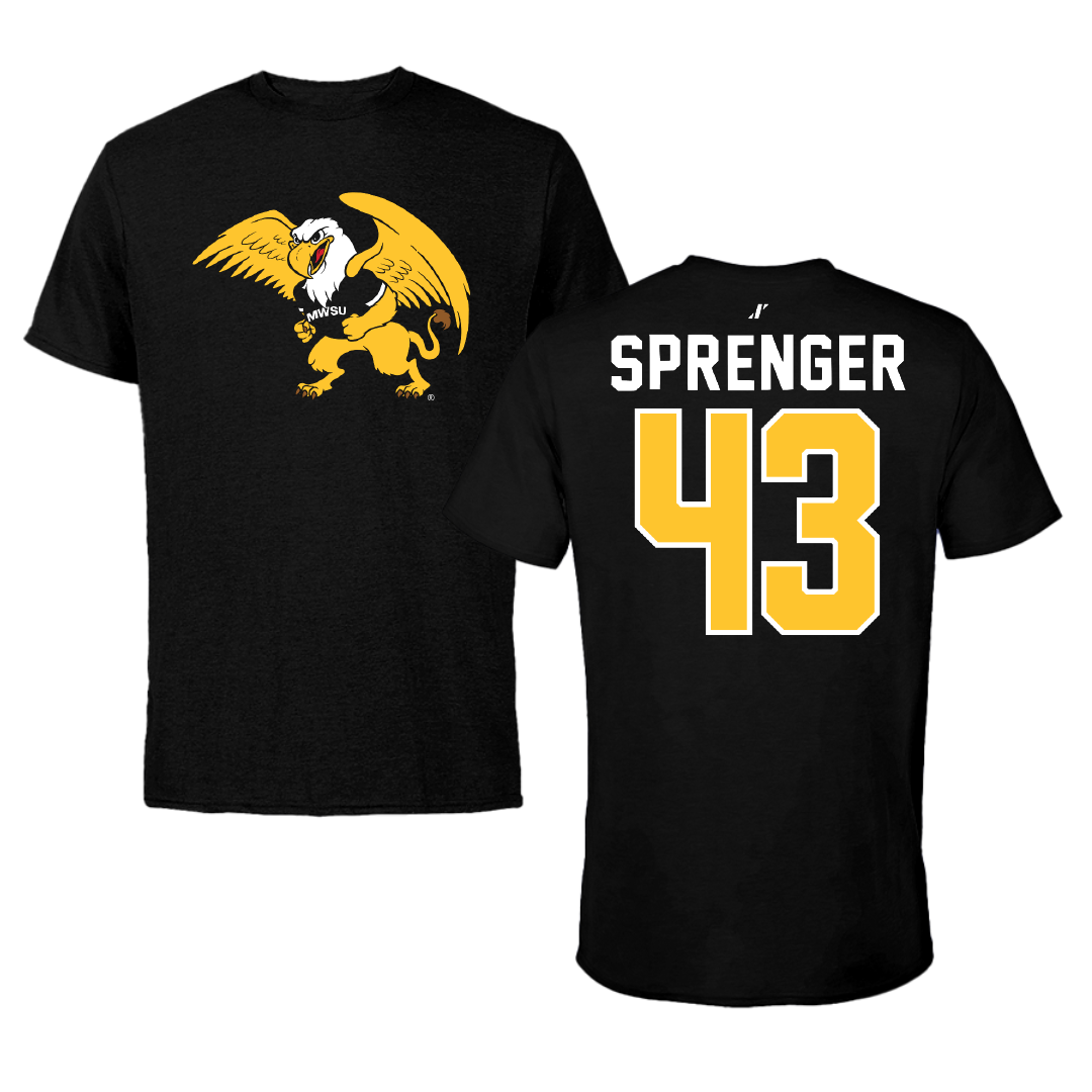 Missouri Western State University Football Black Performance Tee - #43 Spencer Sprenger