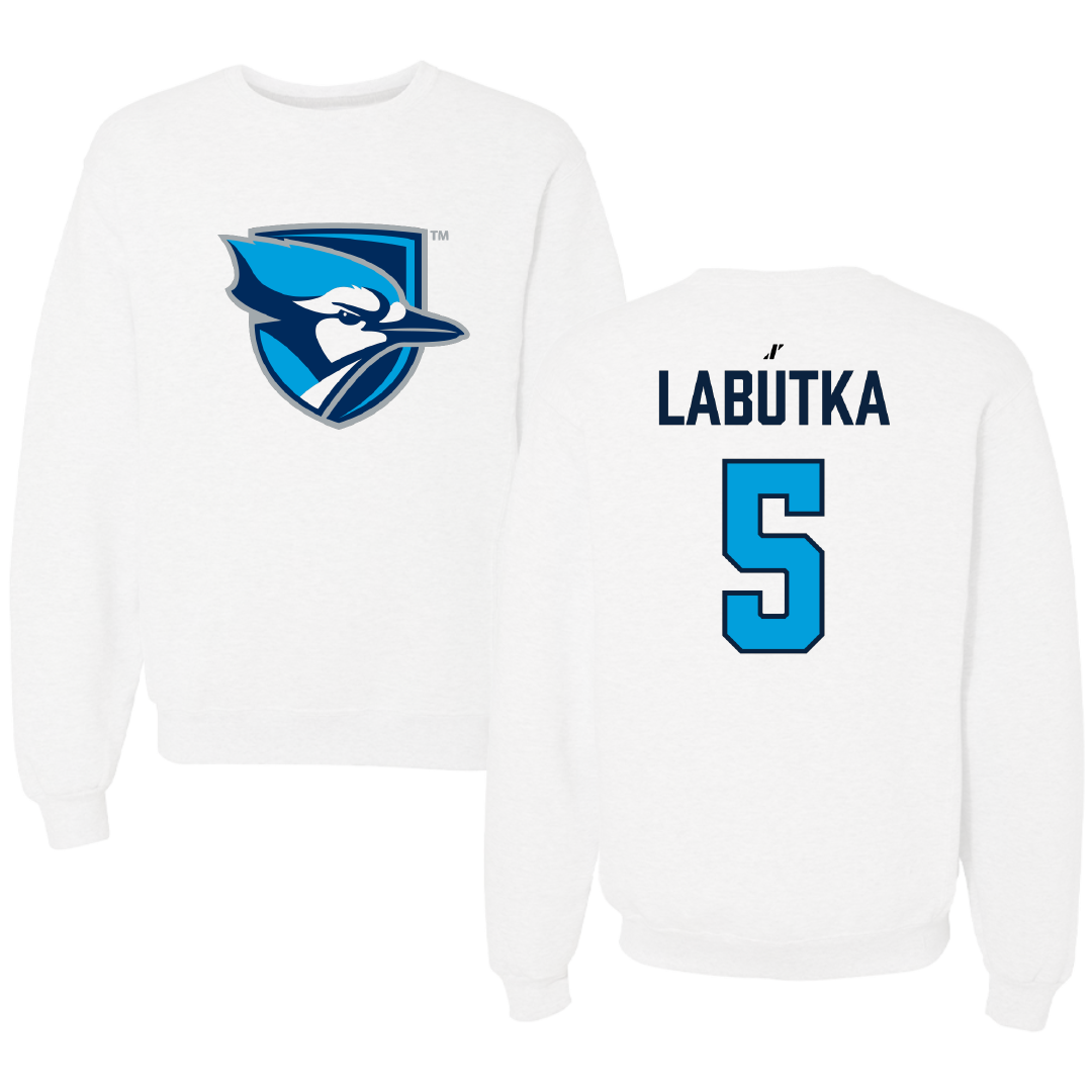Elmhurst University Baseball White Crewneck - #5 Benjamin Labutka