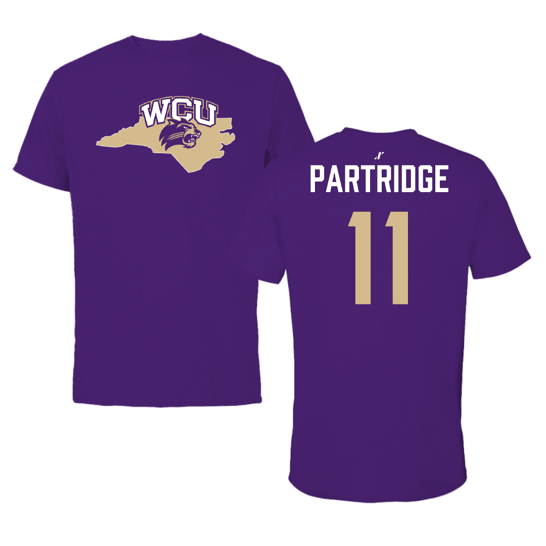 Western Carolina University Football Purple State Tee - #11 Kenyon Partridge