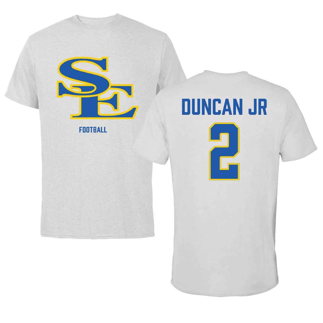 Southeastern Oklahoma State University Football Light Gray Tee - #2 LeVay Duncan Jr