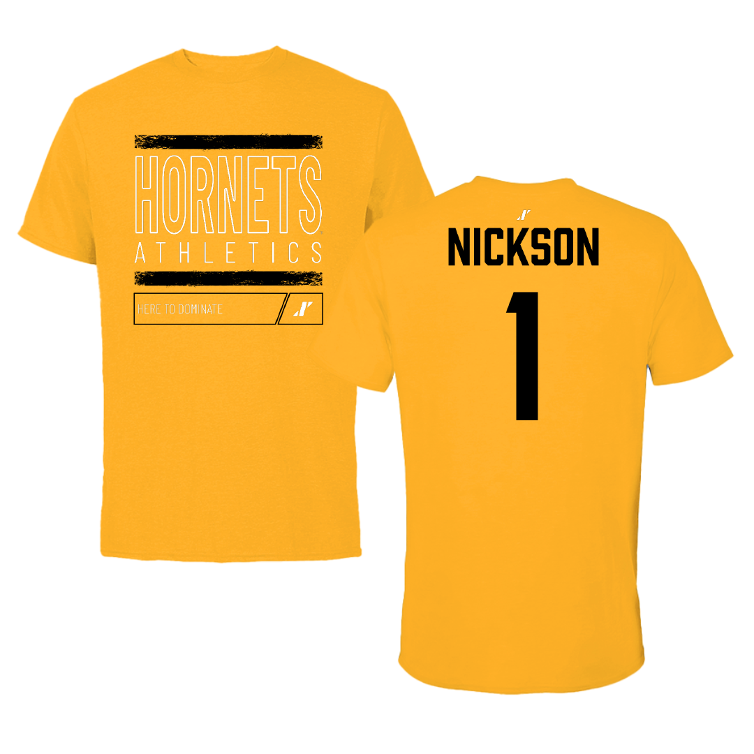 Alabama State University Football Gold Dominate Tee - #1 Willie Nickson