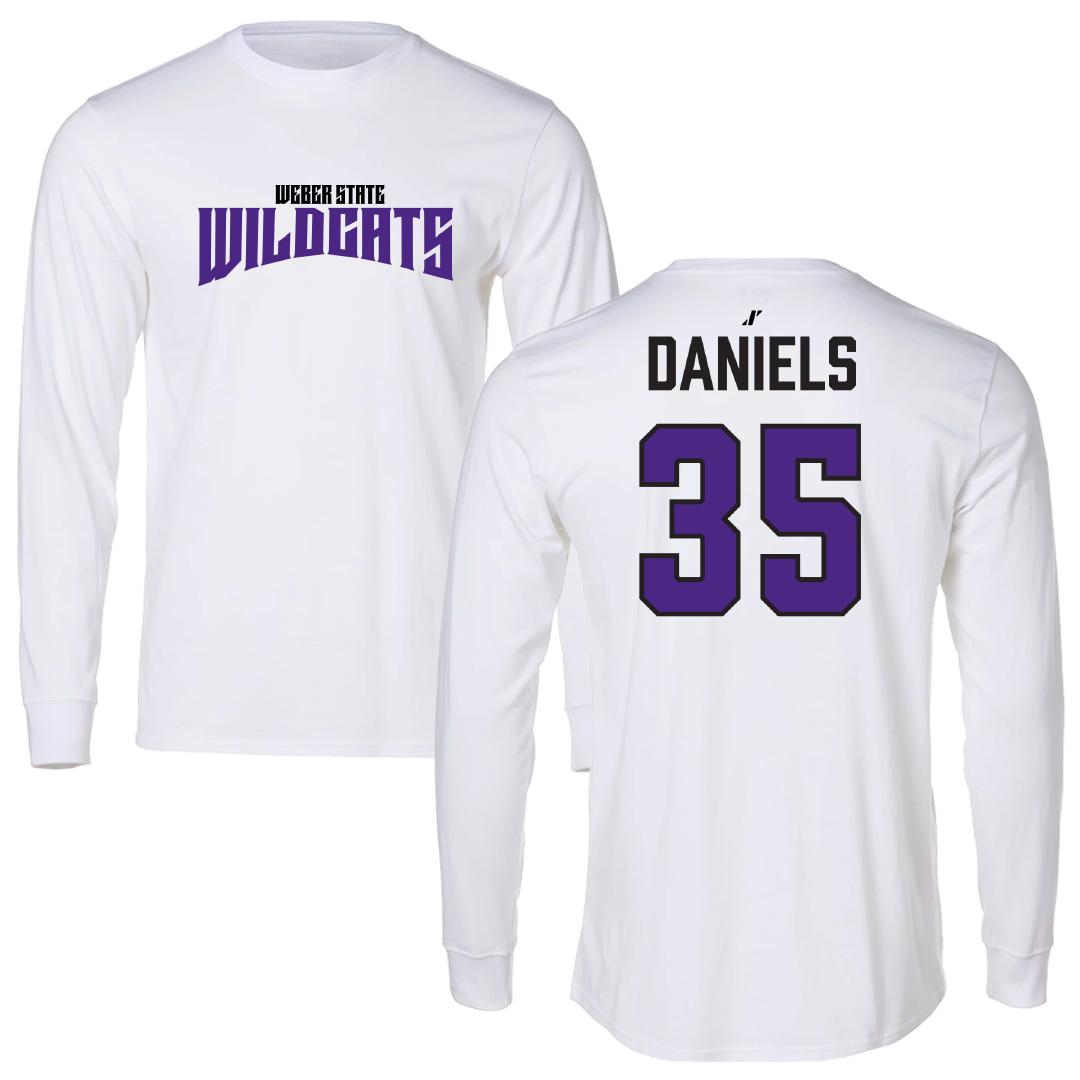 Weber State University Football White Classic Performance Long Sleeve - #35 Rishi Daniels