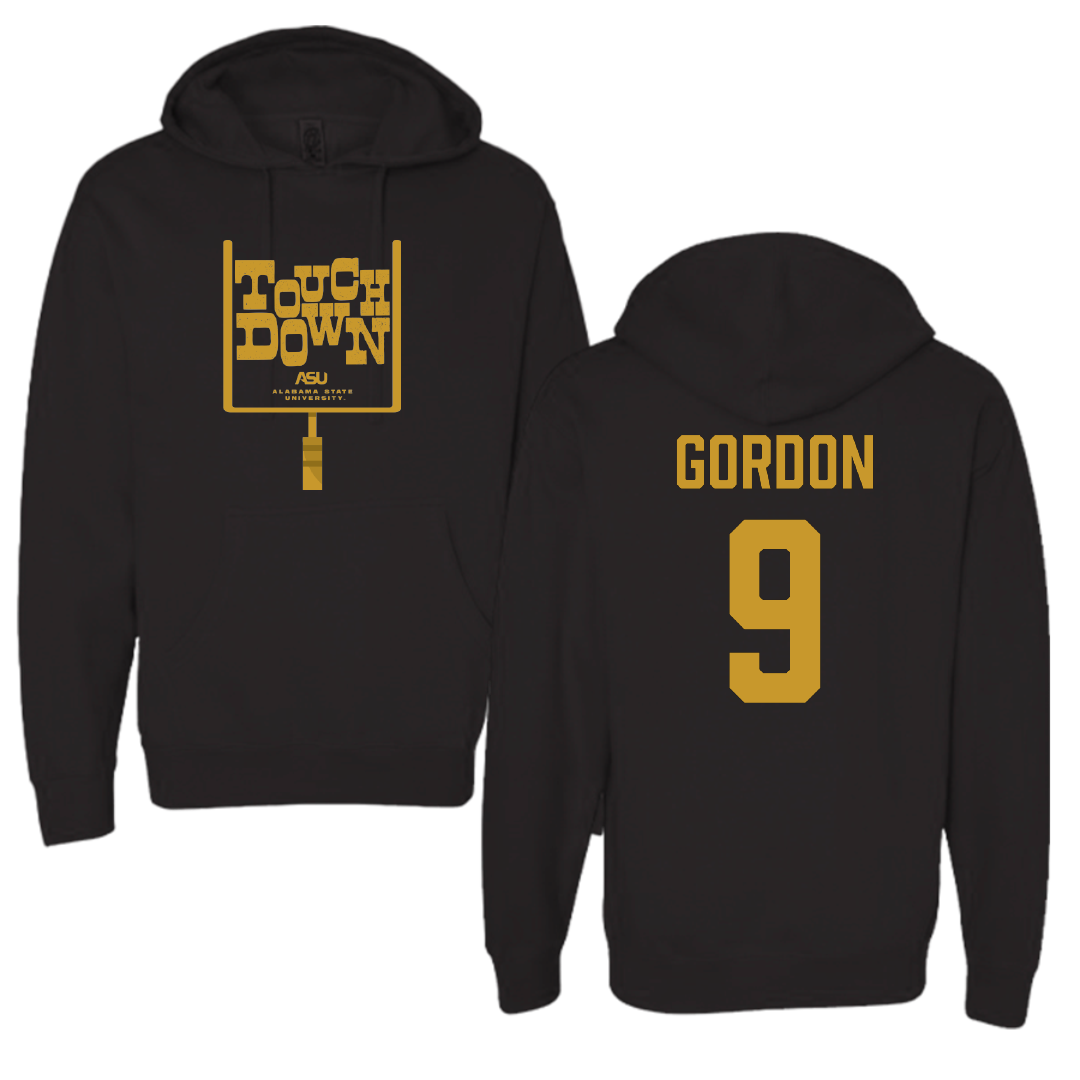 Alabama State University Football Black Touchdown Hoodie - #9 Cameron Gordon