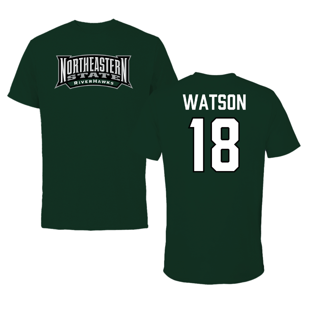 Northeastern State University Softball Forest Green Block Performance Tee - #18 Peyton Watson