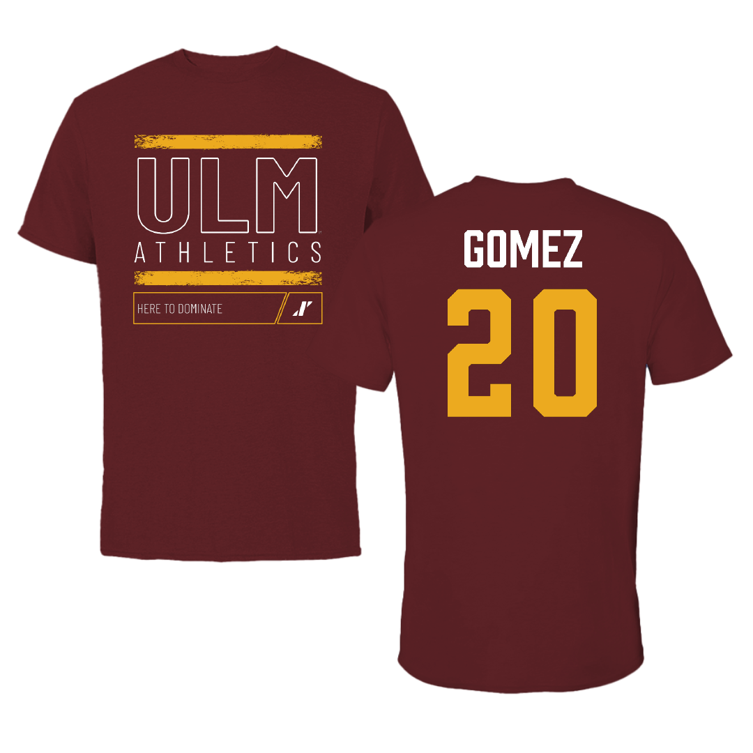 University of Louisiana Monroe Soccer (W) Maroon Dominate Performance Tee - #20 Marisol Gomez