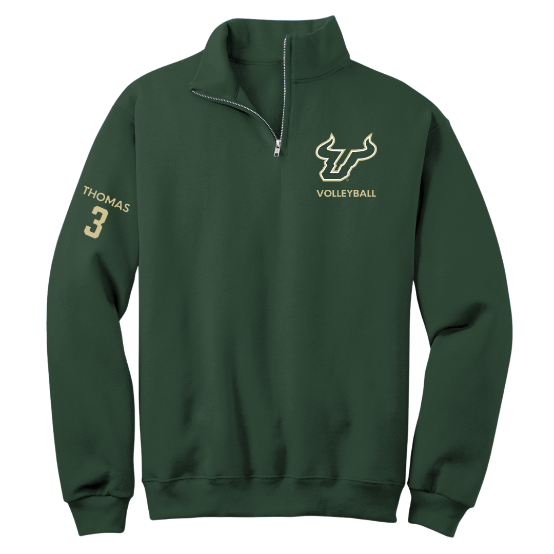 University of South Florida Volleyball (W) Forest Green Quarter-Zip - #3 Miya Thomas