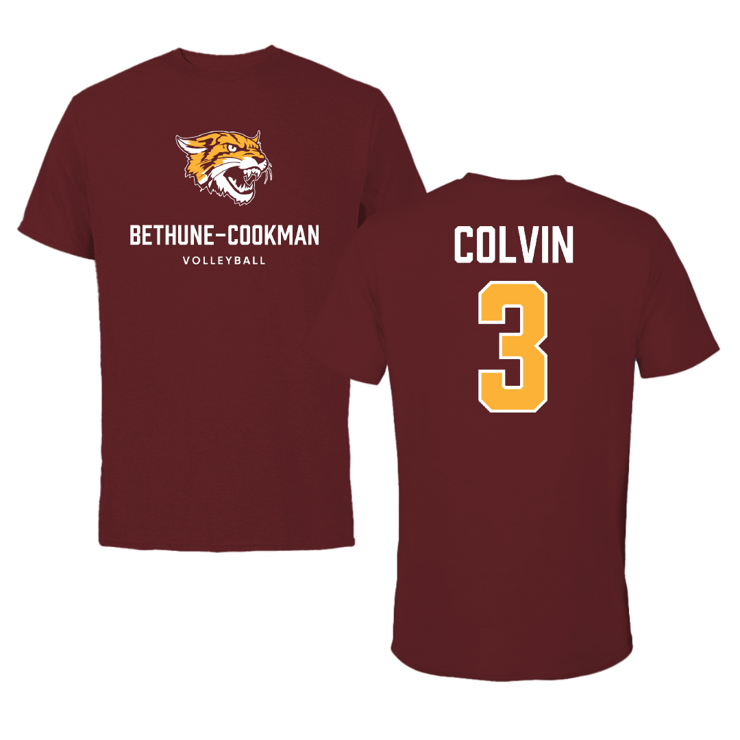 Bethune-Cookman University Volleyball (W) Maroon Performance Tee - #3 Kiya Colvin