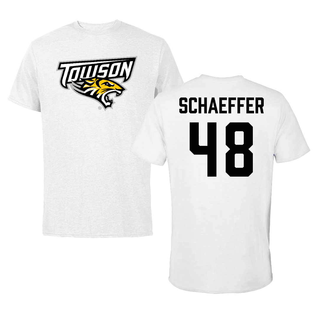Towson University Football White Tee - #48 CJ Schaeffer