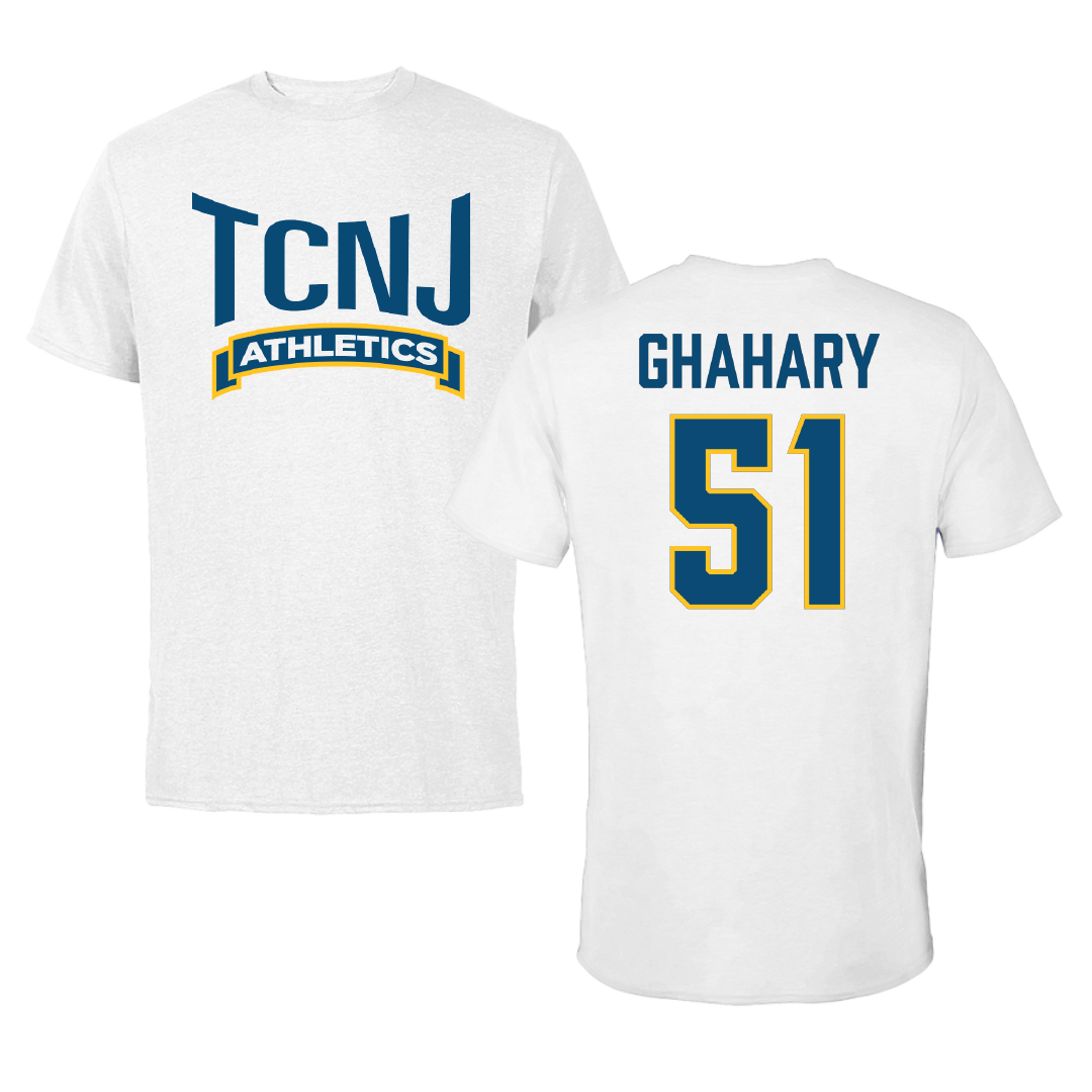 The College of New Jersey Football White Tee - #51 Darian Ghahary