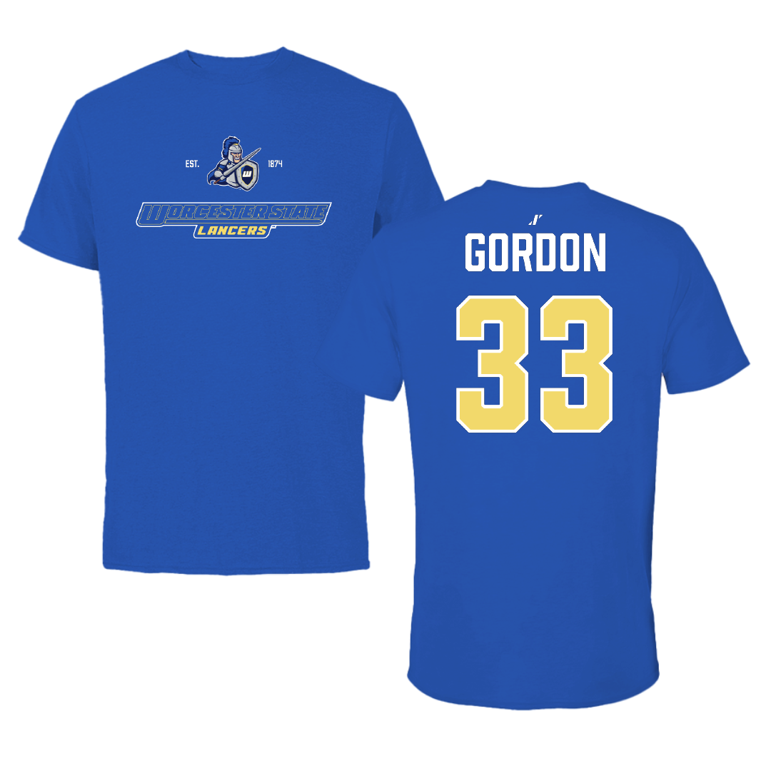 Worcester State University Football Blue General Performance Tee - #33 DJ Gordon