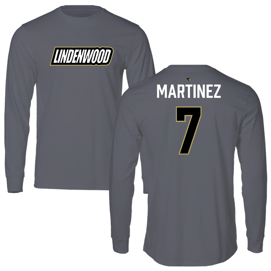 Lindenwood University Baseball Dark Gray Performance Long Sleeve - #7 Cade Martinez