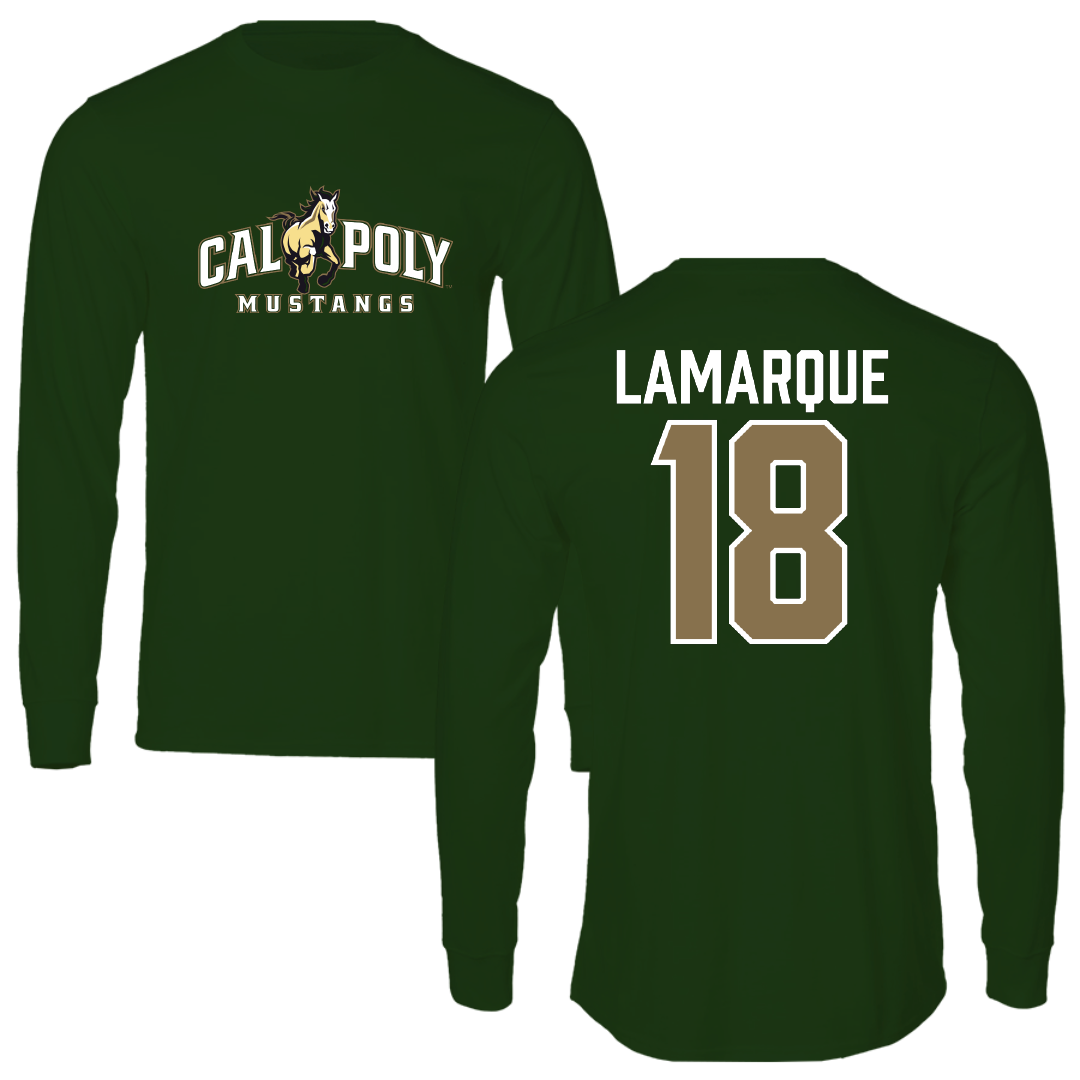 Cal Poly Football Forest Green Long Sleeve - #18 Josiah Lamarque