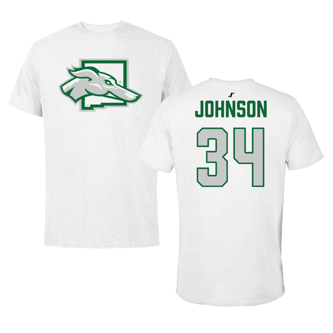 Eastern New Mexico University Football White Tee - #34 Xavier Johnson