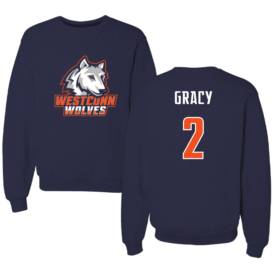 Western Connecticut State University Lacrosse Navy Wolves Crewneck - #2 Vicky Gracy
