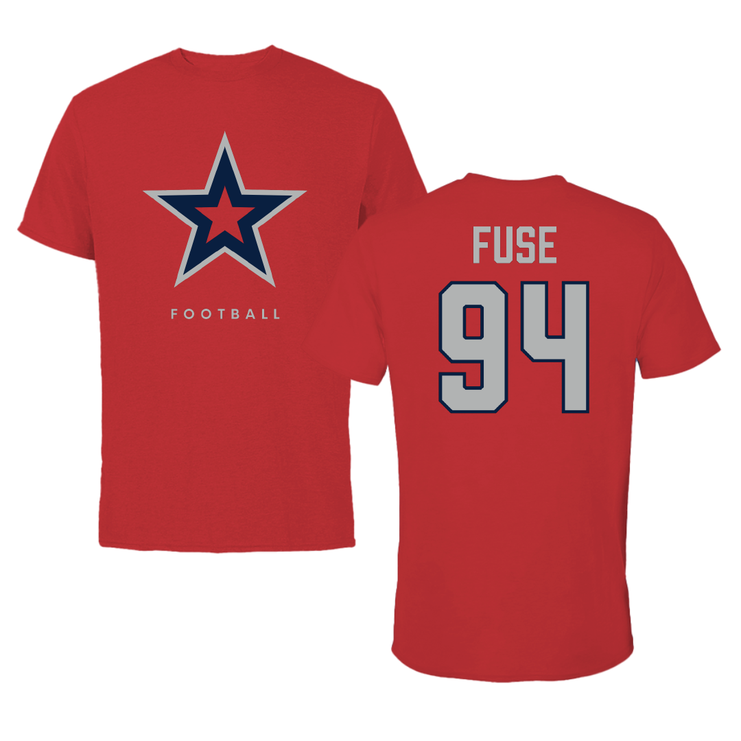 Robert Morris University Football Red Performance Tee - #94 Semaj Fuse