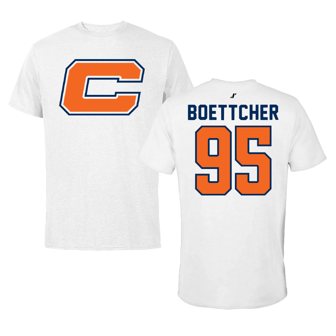 Carroll University Football White Tee - #95 Alex Boettcher
