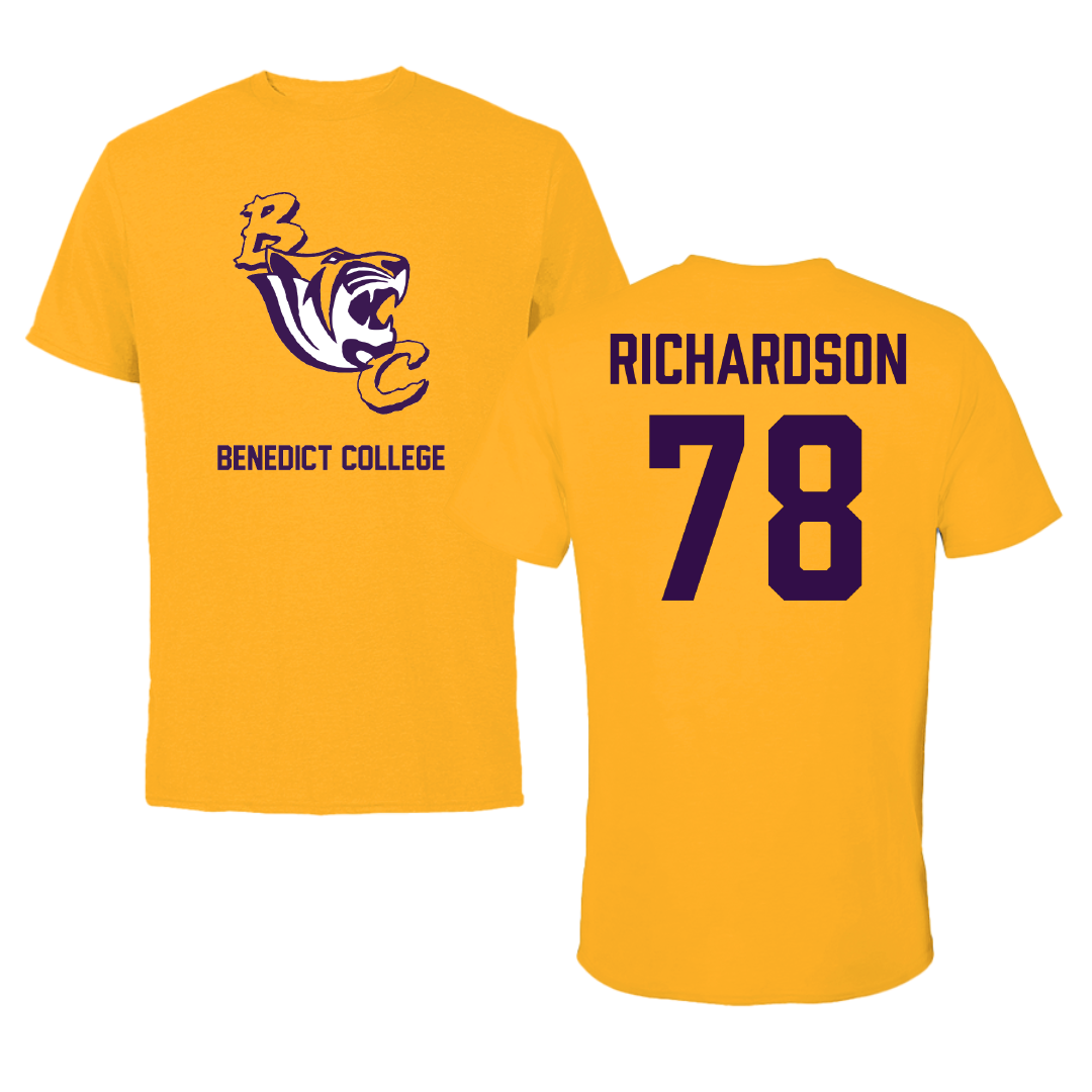 Benedict College Football Gold Performance Tee - #78 Isaih Richardson