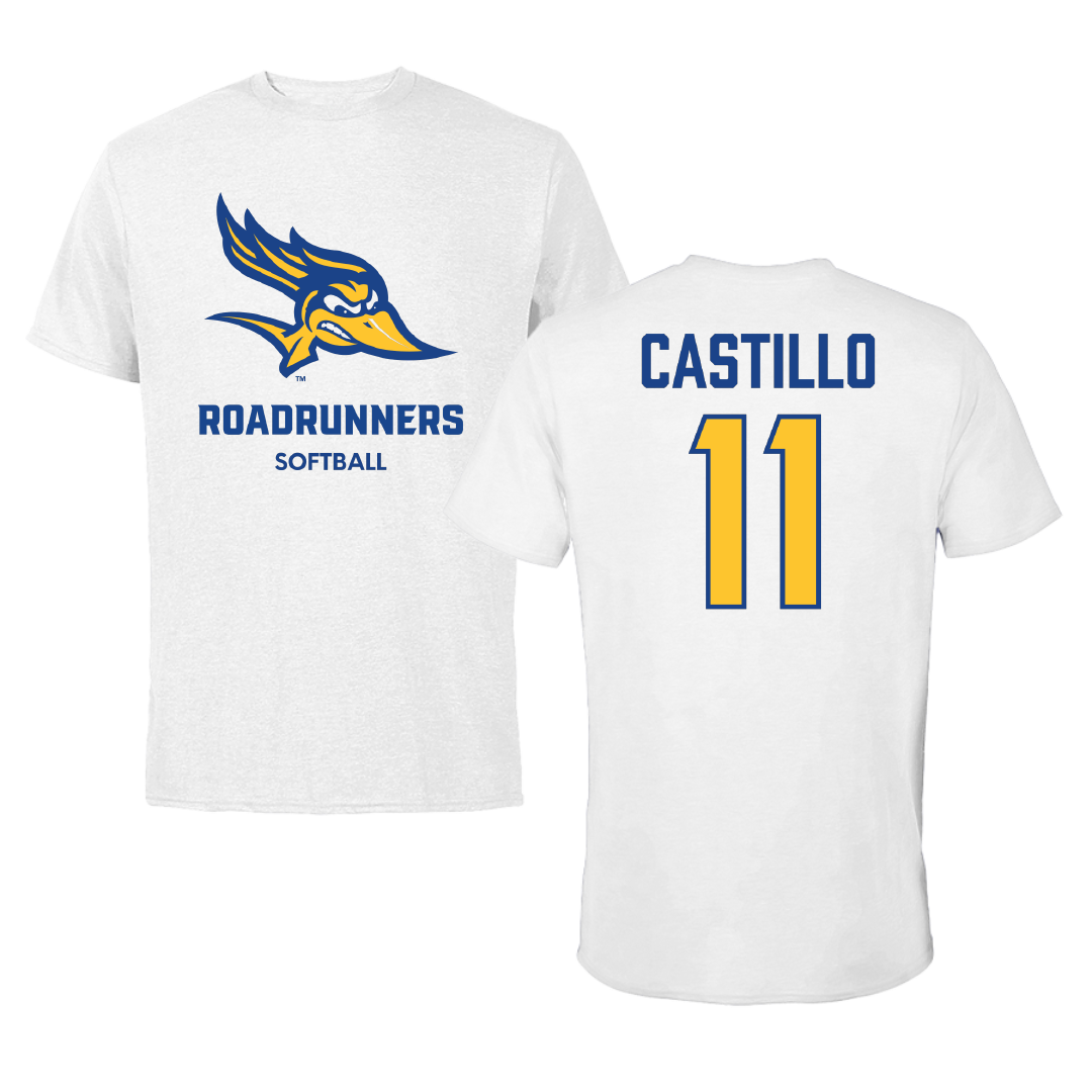 California State University-Bakersfield Softball White Performance Tee - #11 Anahi Castillo