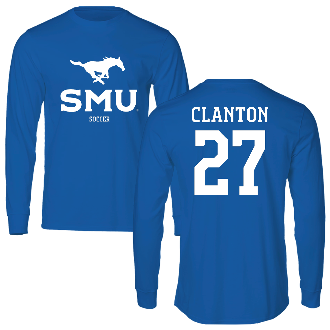 Southern Methodist University Soccer (M) Blue Mascot Performance Long Sleeve - #27 Ryan Clanton