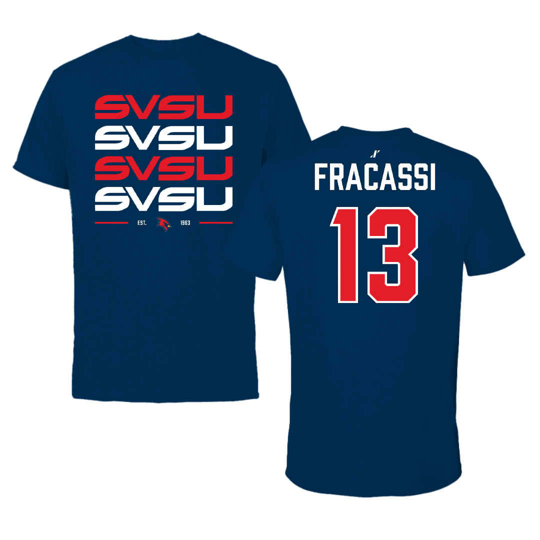 Saginaw Valley State University Soccer Navy General Performance Tee - #13 Lauryn Fracassi