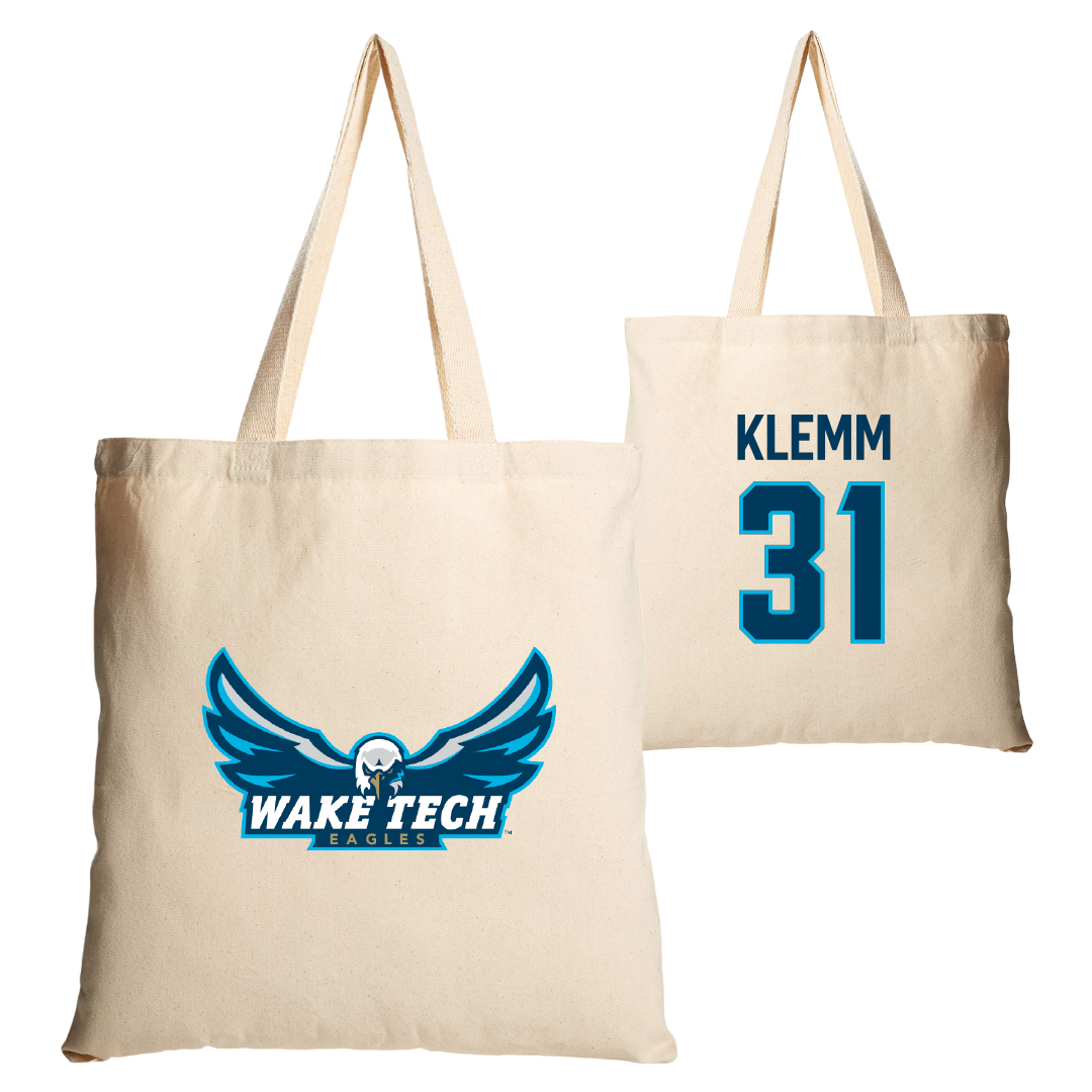 Wake Tech Community College Baseball Tan Canvas Tote Bag - #31 Connor Klemm