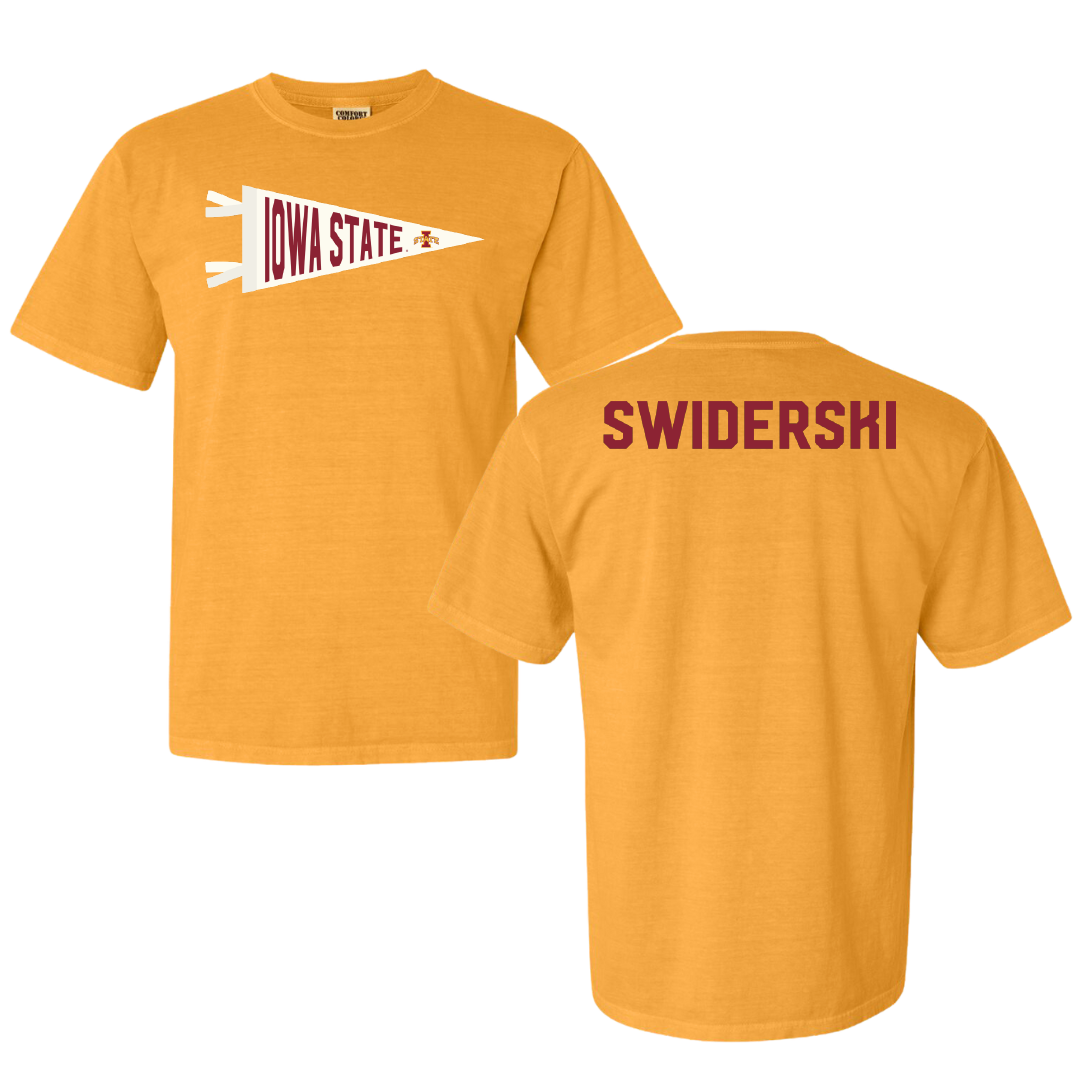 Iowa State University Wrestling Gold Pennant Comfort Colors Tee - Casey Swiderski
