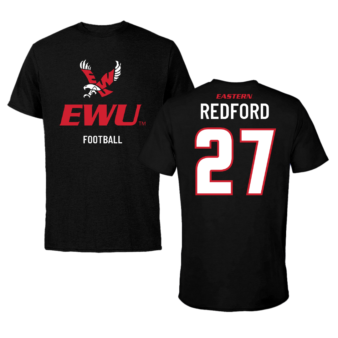 Eastern Washington University Football Black EWU Performance Tee - #27 Isaac Redford
