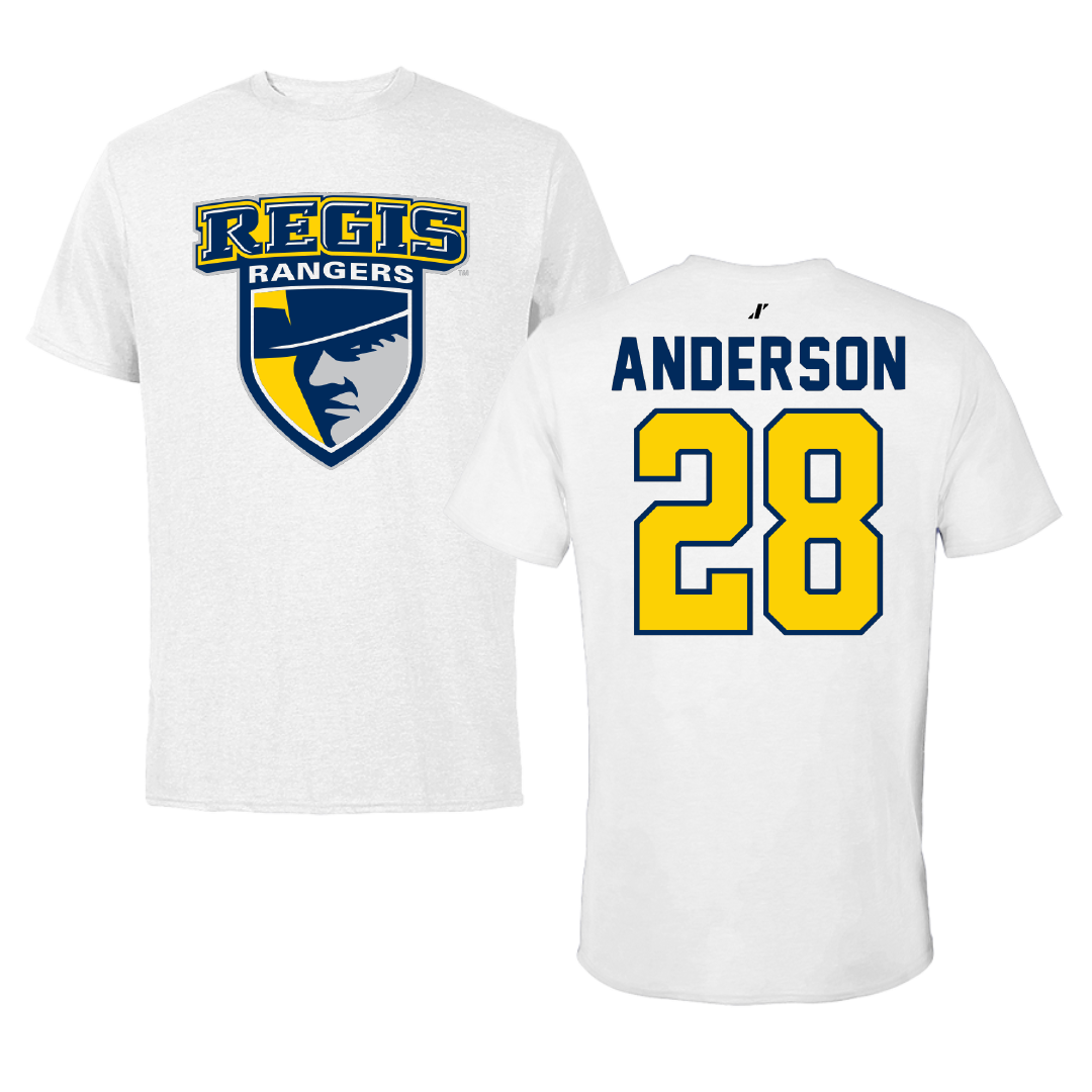 Regis University (Colorado) Baseball White Performance Tee - #28 Matt Anderson