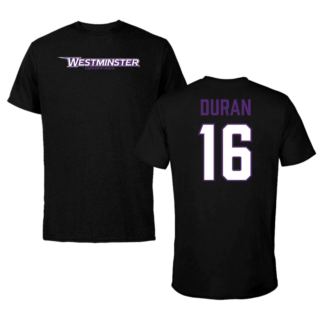 Westminster University (Utah) Soccer (M) Black Griffins Tee - #16 Ashton Duran