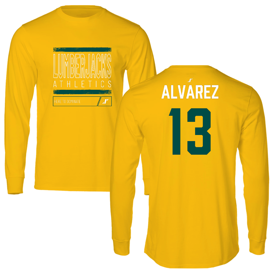 Cal Poly Humboldt Soccer (W) Gold Dominate Performance Long Sleeve - #13 Charlotte Alvarez