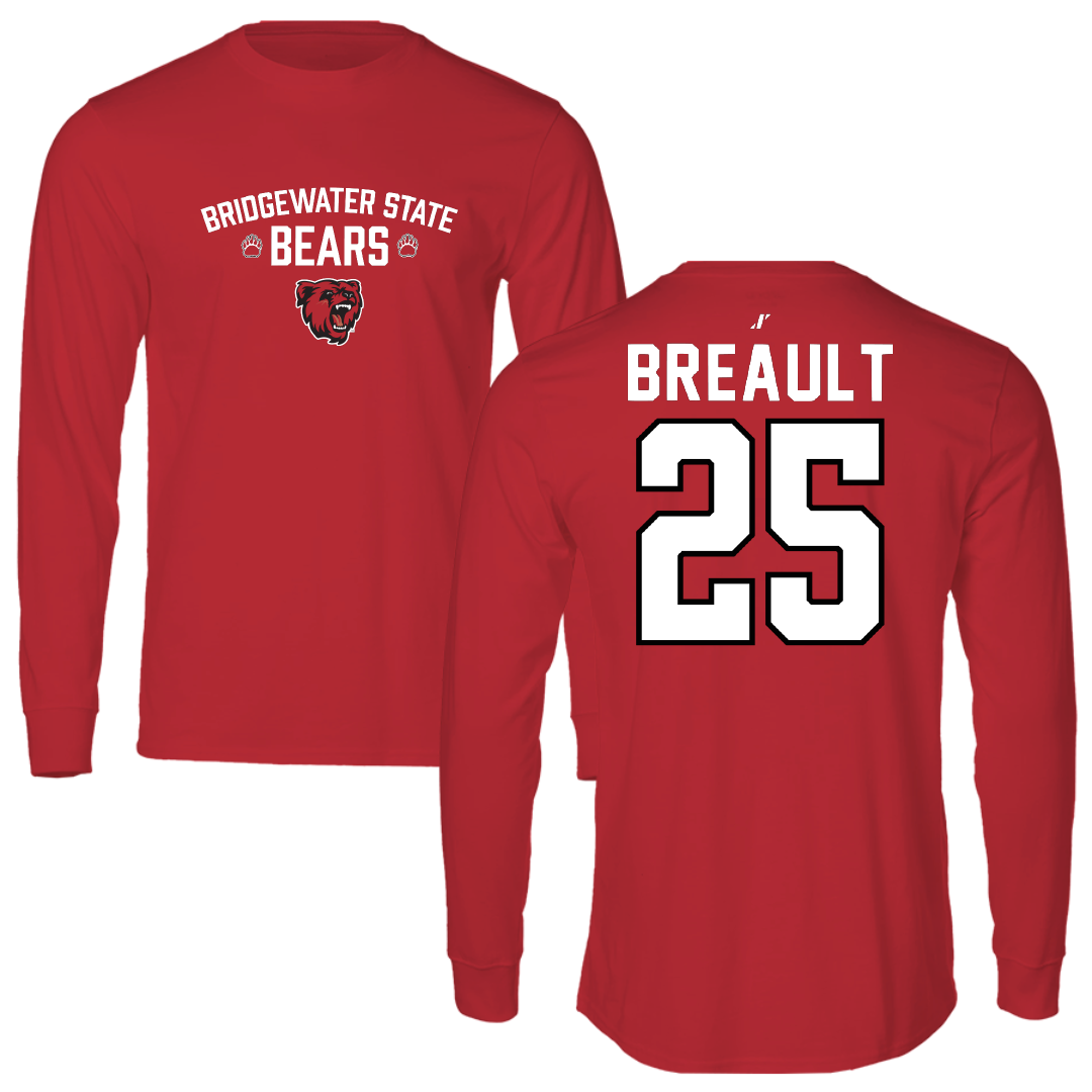 Bridgewater State University Baseball Red General Performance Long Sleeve - #25 Cam Breault