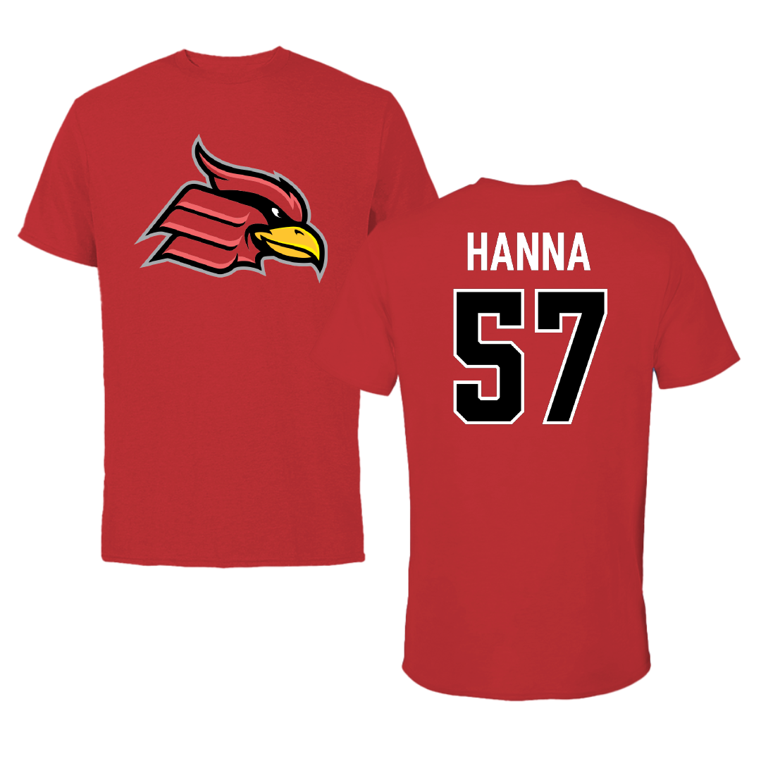 Wheeling University Football Red Performance Tee - #57 Ian Hanna