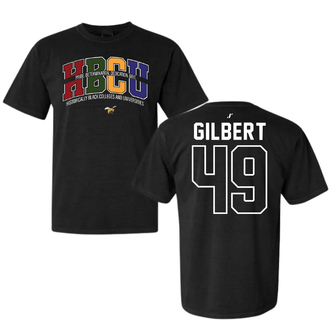 Alabama State University Baseball Black HBCU Comfort Colors Tee - #49 Rocco Gilbert