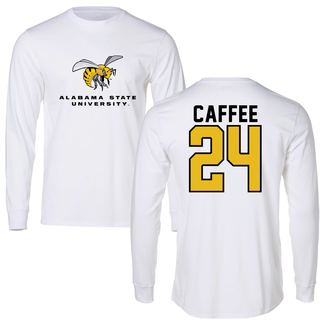 Alabama State University Flag Football White Block Long Sleeve - #24 Kadence Caffee