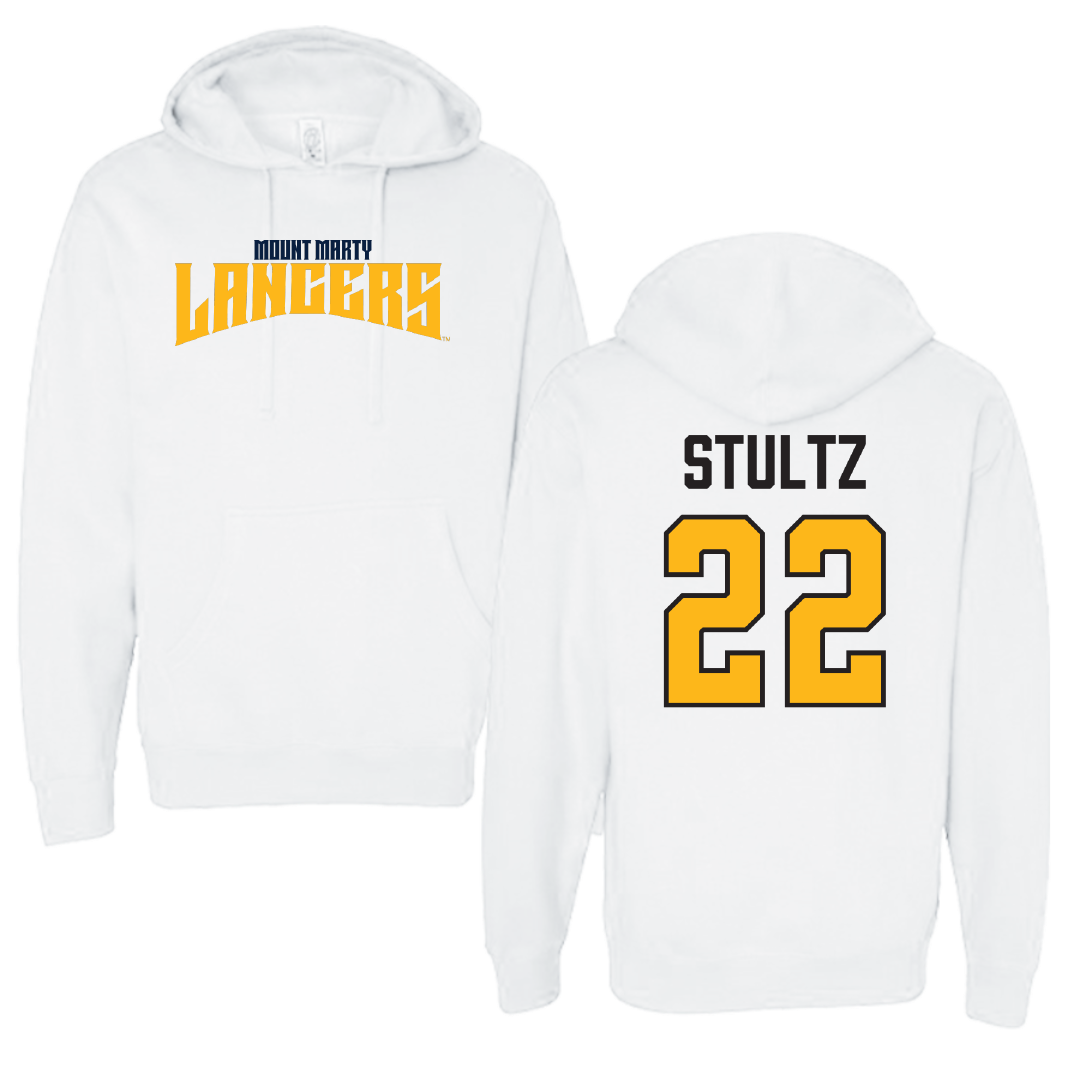 Mount Marty University Basketball White Classic Hoodie - #22 Nick Stultz