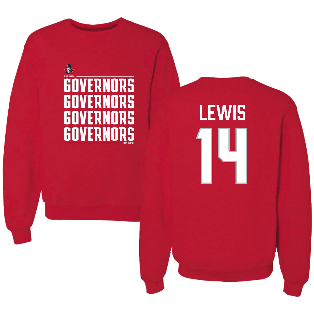 Austin Peay State University Football Red General Crewneck - #14 Christian Lewis