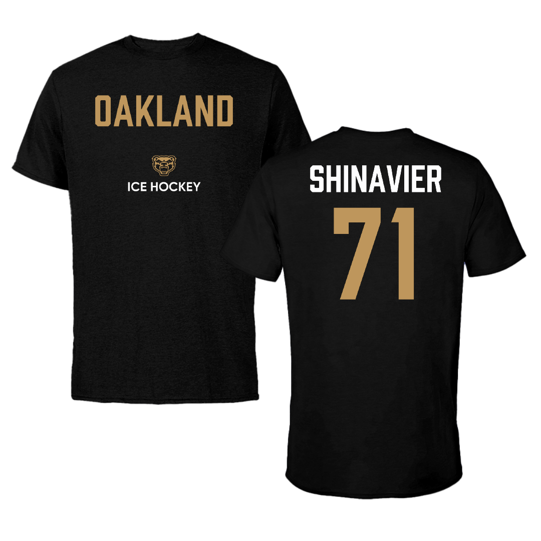 Oakland University Ice Hockey (M) Black Performance Tee - #71 Tyler Shinavier