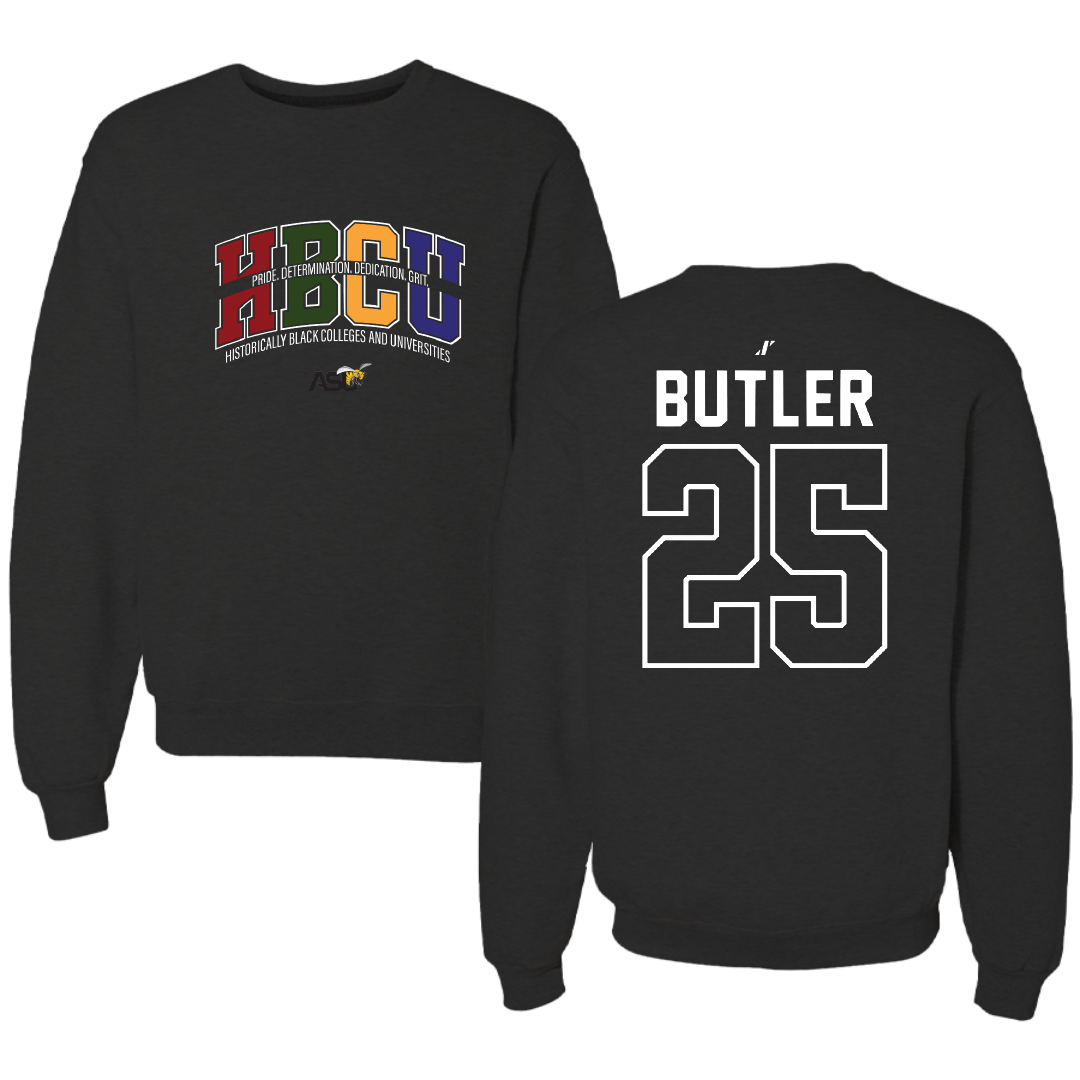 Alabama State University Flag Football Black HBCU Crewneck - #25 JaRiyah Butler
