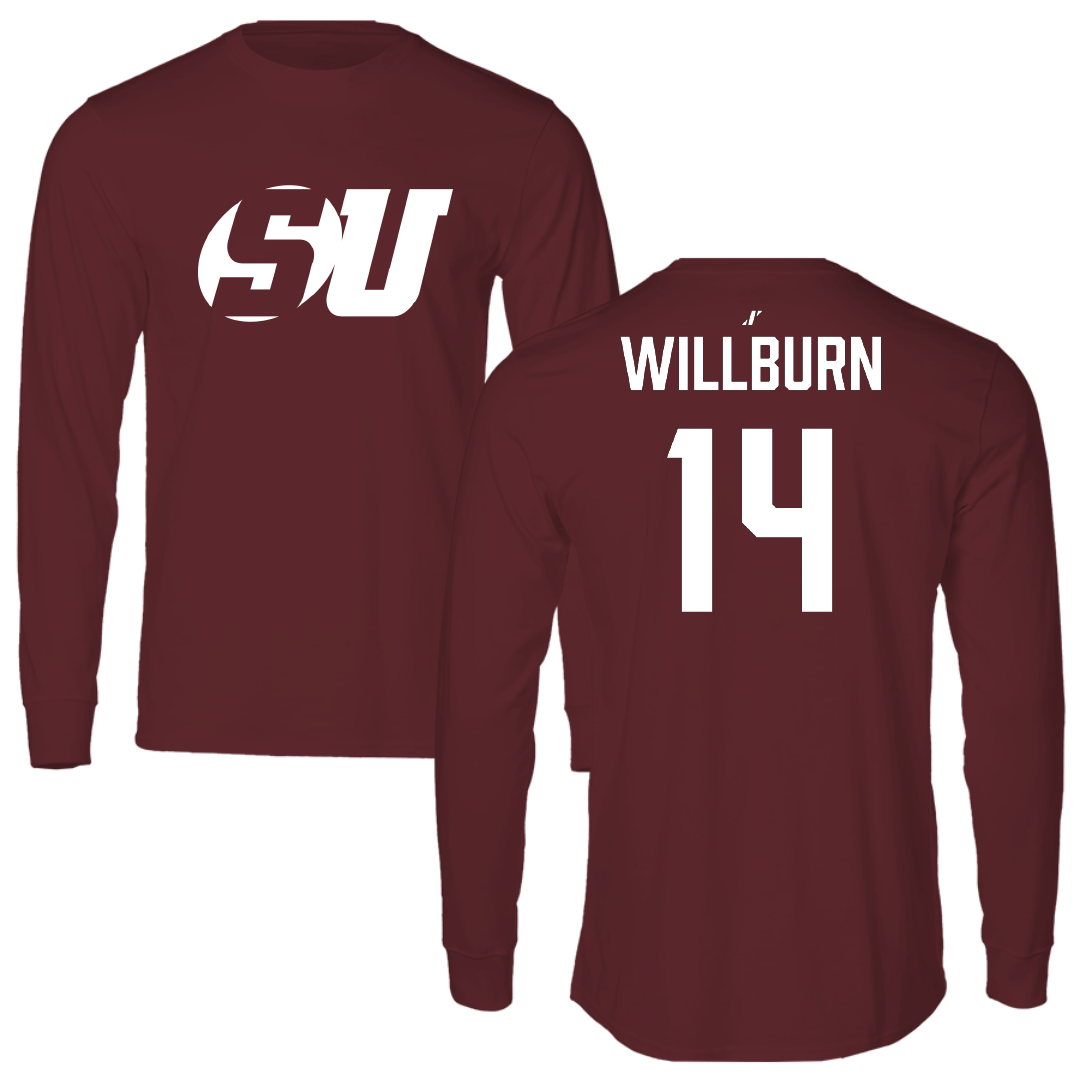 Schreiner University Volleyball (W) Maroon Performance Long Sleeve - #14 Ashlyn Willburn