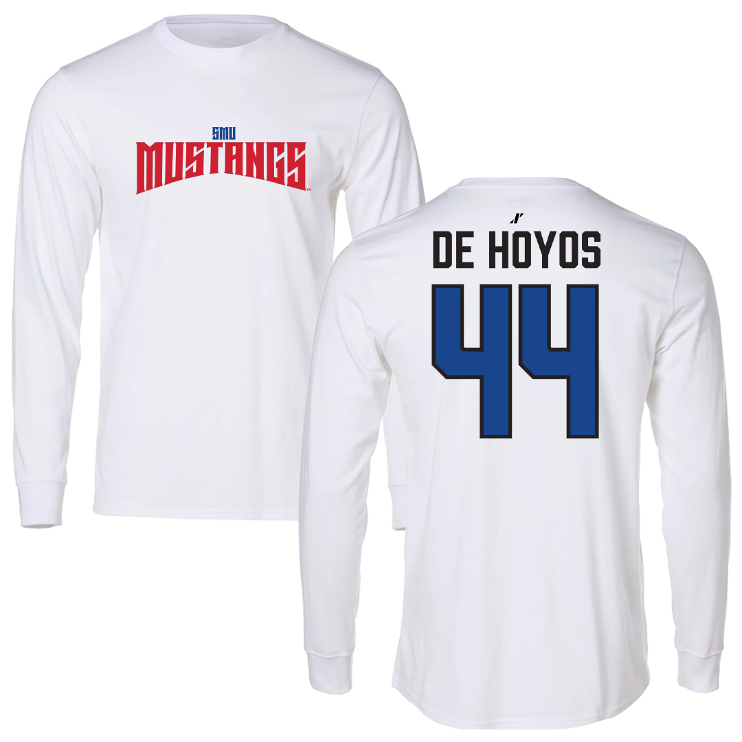 Southern Methodist University Football White Classic Performance Long Sleeve - #44 Michael De Hoyos