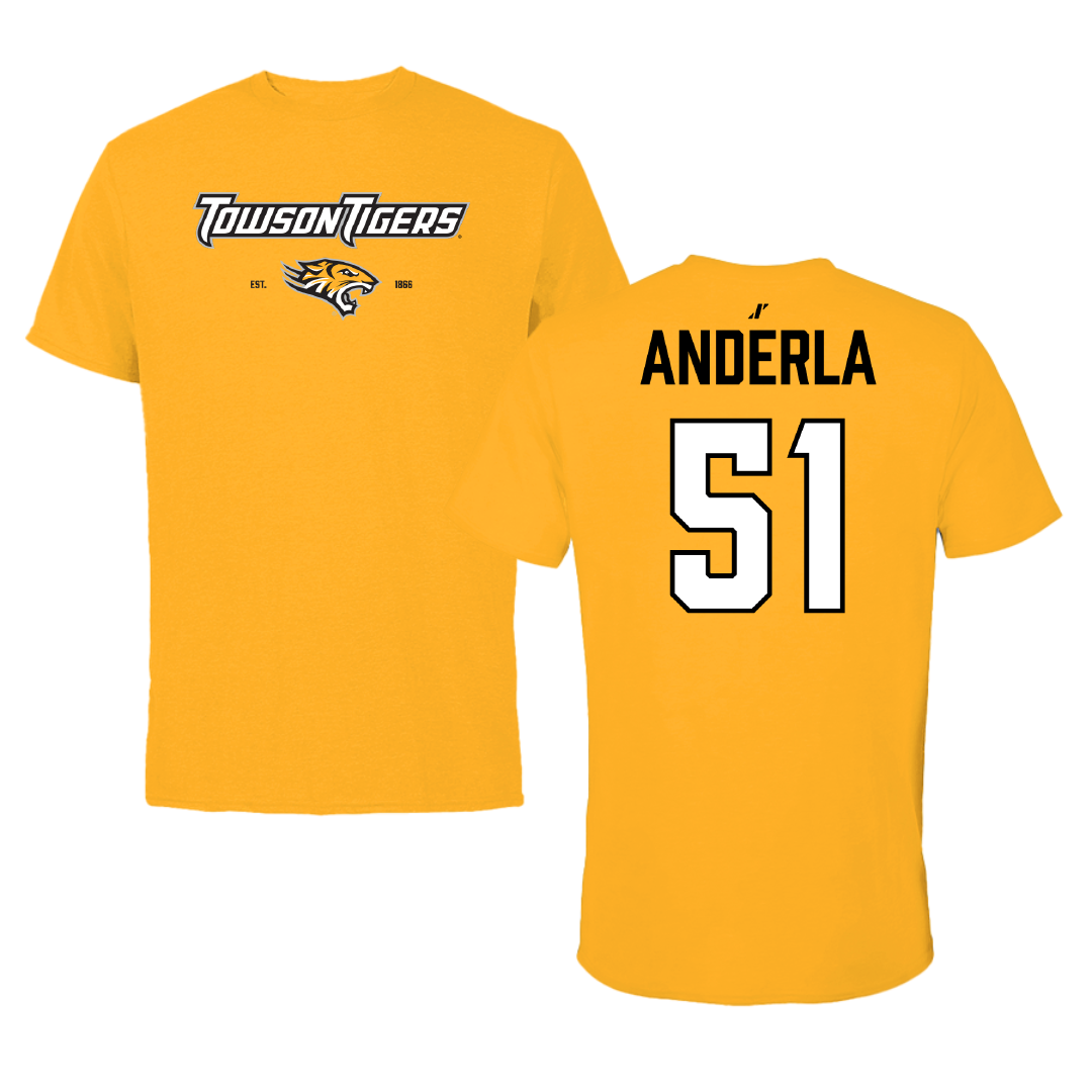 Towson University Football Gold General Tee - #51 Daniel Anderla
