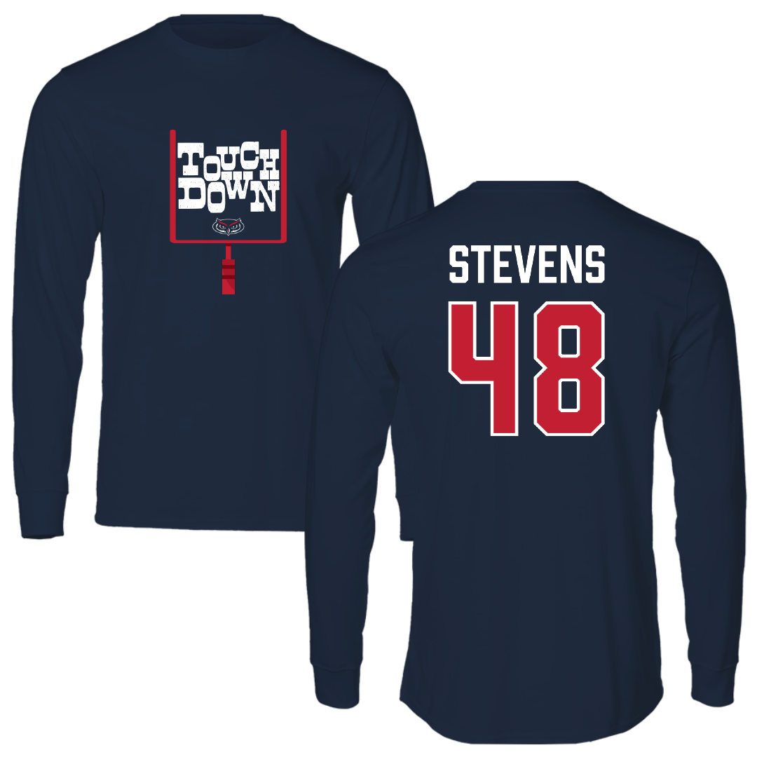 Florida Atlantic University Football Navy Touchdown Long Sleeve - #48 Dai'Sean Stevens